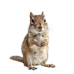Standing Squirrel with Erect Ears Examining Surroundings in Detail