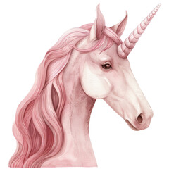 Majestic Unicorn with Long Pink Mane and Spiraled Horn.