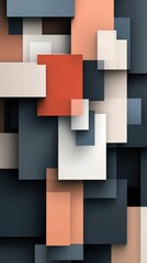 A colorful collage of squares and rectangles with a red square in the middle. The squares are of different sizes and colors, creating a dynamic and visually interesting composition