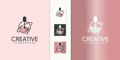 abstract nail polish bottle. Nail and planet studio vector logo