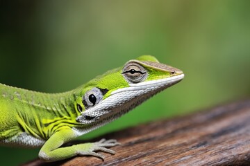 Fototapeta premium green lizard on a dry wood