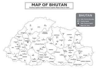 Obraz premium Geography Political map. Political map of country with capital, province or state capital, major cities and town.
