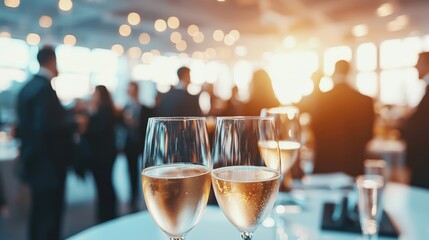 Sparkling Champagne Toast at Elegant Party with Blurred Background