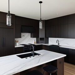 Beautiful kitchen in new traditional style luxury home,