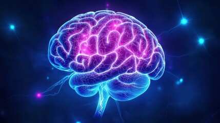 Human Brain Anatomy Illustration   Neural Network   Synapses   Glowing   Science   Medical   Technology