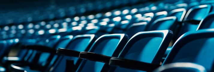 Empty stadium seats symbolizing the absence of fans, silence, postponement, and the longing for the return of sports and live events.