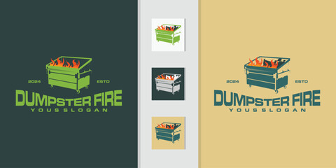 Roll off trash can rental with a masculine style design. concept of burning rubbish in trash can