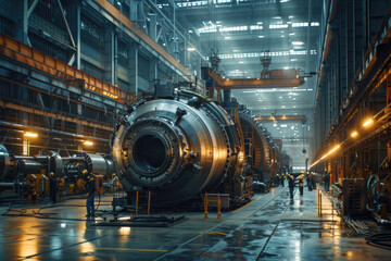 Fototapeta premium The huge machine parts in the workshop