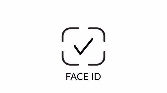 Face id scanning animation on white background, face id verity unlock animated, Animation of face id scan to identify and verify face lock.