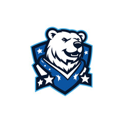 Mascot template. Bear head with american stars. Vector illustration.