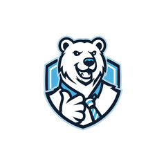 Mascot template with grizzly bear head. Vector illustration.