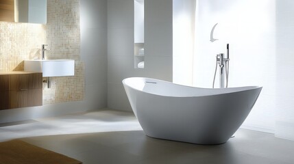 Modern Bathroom Design with Freestanding Tub