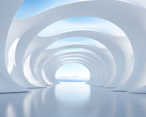 Obraz premium Walkway to a modern white foyer. Abstract image.