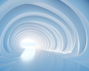 Walkway to a modern white foyer. Abstract image.