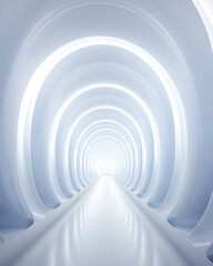 Fototapeta premium Walkway to a modern white foyer. Abstract image.