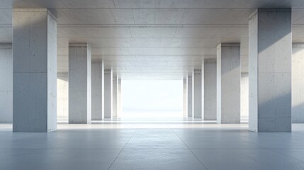 An architectural visualization of a Neo Brutalist structure with bold geometric shapes and exposed concrete textures,