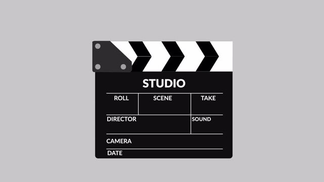 Movie production clapperboard animation, Concept of cinematography movie or video crew,  Template of Clapperboard Slapstick, moviemaking device.