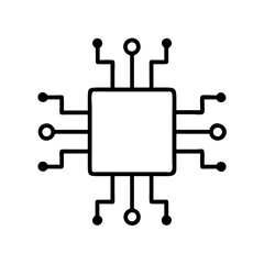 Microchip outline web icon vector illustration 
