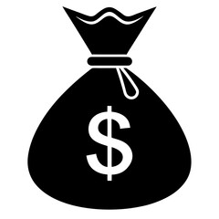 bag with money silhouette vector illustration 