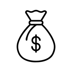 money bag outline icon vector illustration 
