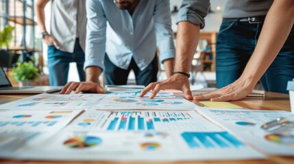 Obraz premium A business team working on a strategic plan using charts and graphs.