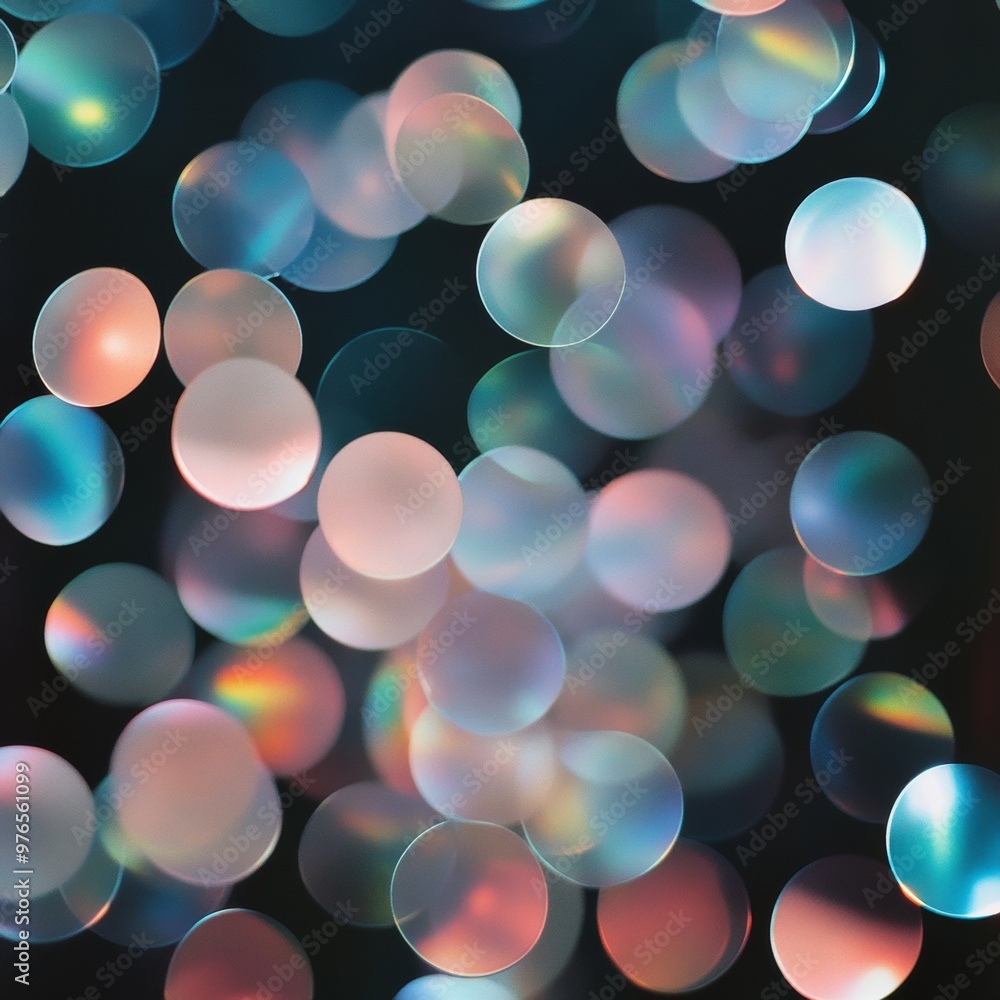 Aufkleber symmetrical aerial view of iridescent balloons with geometric pattern and vibrant colors on dark bac