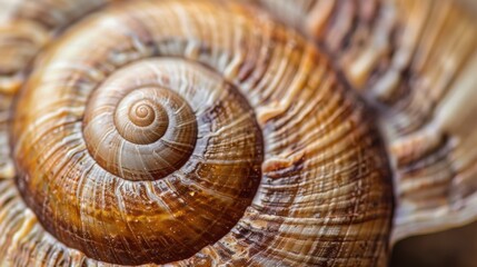 Close-up of Snail Shell with Detailed Spiral Pattern