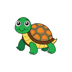 A cartoon turtle is swimming in the ocean