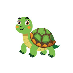 Fototapeta premium A cartoon turtle is swimming in the ocean