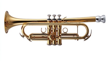 Obraz premium A shiny brass trumpet, designed for musical performance.