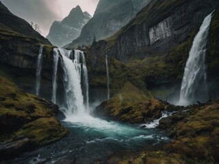 Fototapeta premium waterfall in the mountains