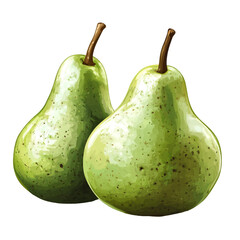 clipart of green pears isolated on a transparent background