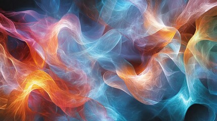 Abstract Colorful Smoke Background with Vibrant Swirling Patterns in Red, Blue, and Orange Hues