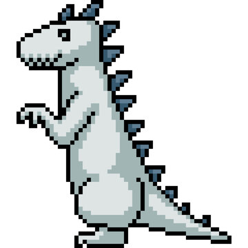 pixel art of white dinosaur monste