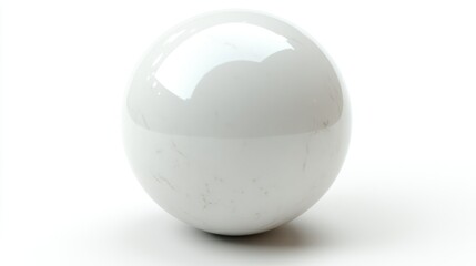 A glossy white marble sphere on a smooth surface.