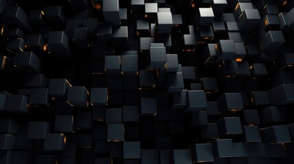 Abstract background of black cubes with glowing edges.
