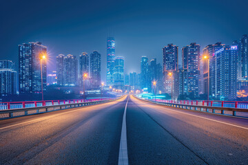 Fototapeta premium At night, the light trajectory of the taillights of fast-moving vehicles on city roads