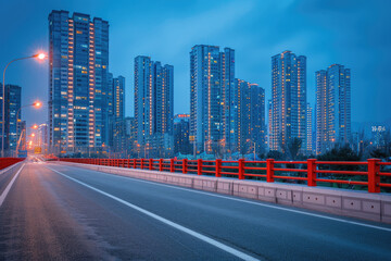 Naklejka premium At night, the light trajectory of the taillights of fast-moving vehicles on city roads