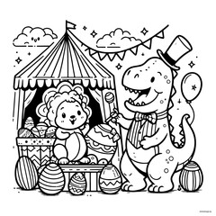 Obraz premium Happy Dino Coloring Books for Kids 
