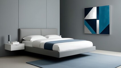 Cozy bedroom in warm colors with painting