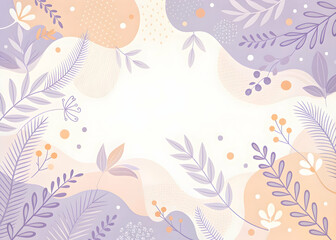 Floral Frame: Soft Purple and Peach Abstract Background  