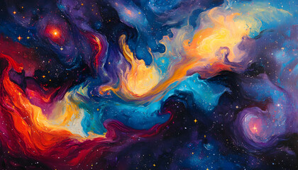 Obraz premium A vibrant, colorful galaxy with swirling stars and nebulae, evoking a sense of cosmic wonder.