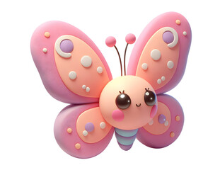 cute single 3d butterfly design isolated on transparent background