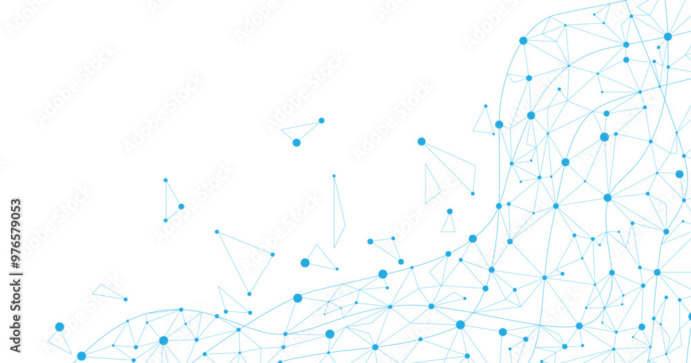 Poster Geometric mesh blue lines on a white background. Triangle pattern. Geometric abstract background with simple Triangle elements.