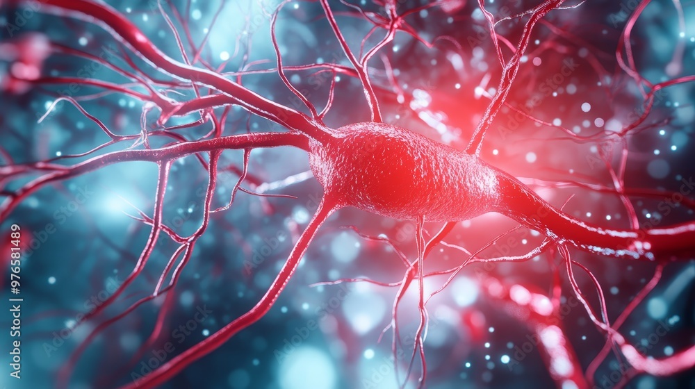 Poster neuron cell network microscopic view of nerve cell