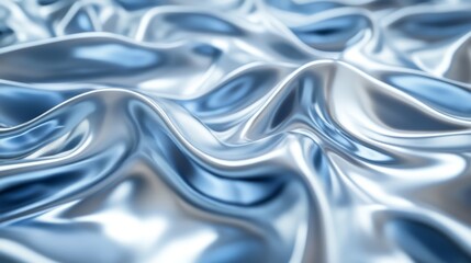 Obraz premium Abstract Blue and Silver Ripples Metallic Fabric Texture