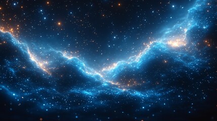 Obraz premium Abstract Blue and Gold Galaxy Background with Stars