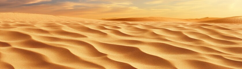 Golden Desert Sand Dunes at Sunset