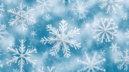 Fototapeta premium Winter Wonderland Blue Background with Snowflake Pattern
