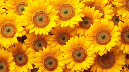 Bright Yellow Sunflowers Close up Pattern Background